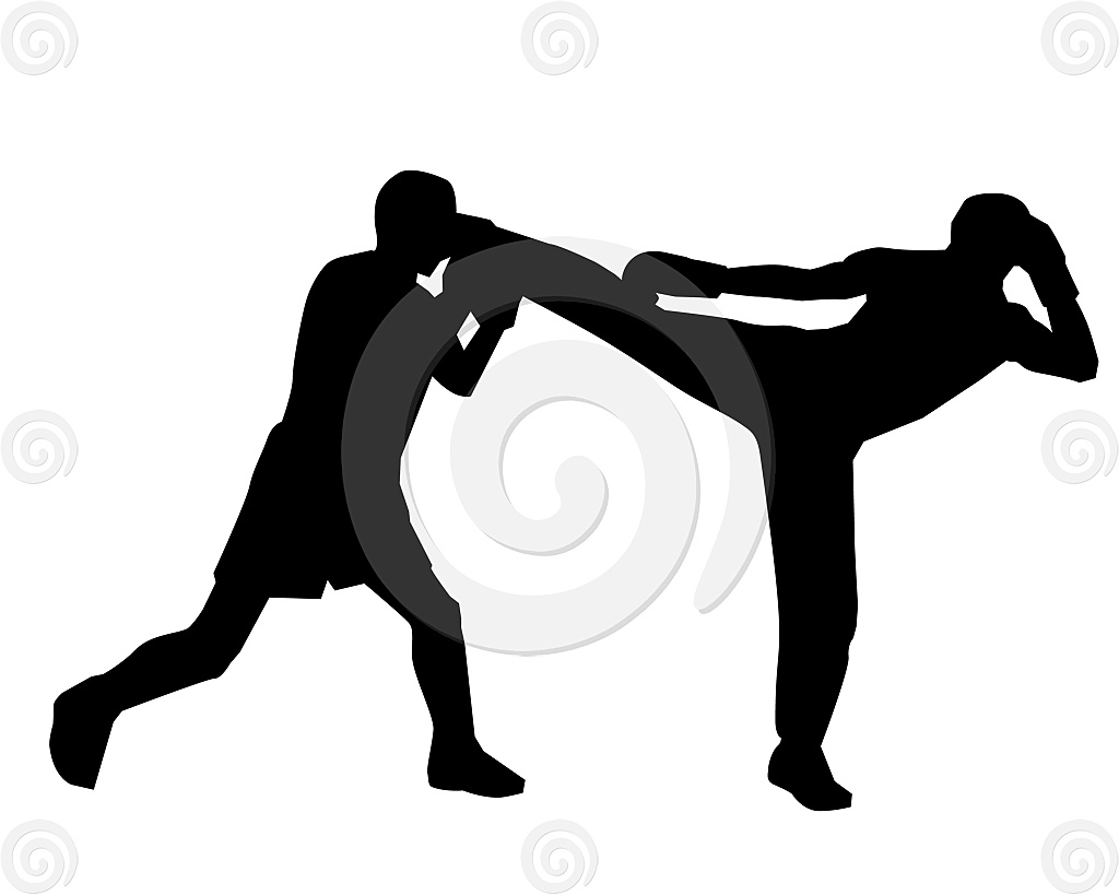 Stock Illustration: Kickboxers Silhouette