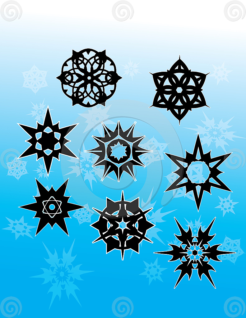 Stock Illustration: Gothic Snowflakes