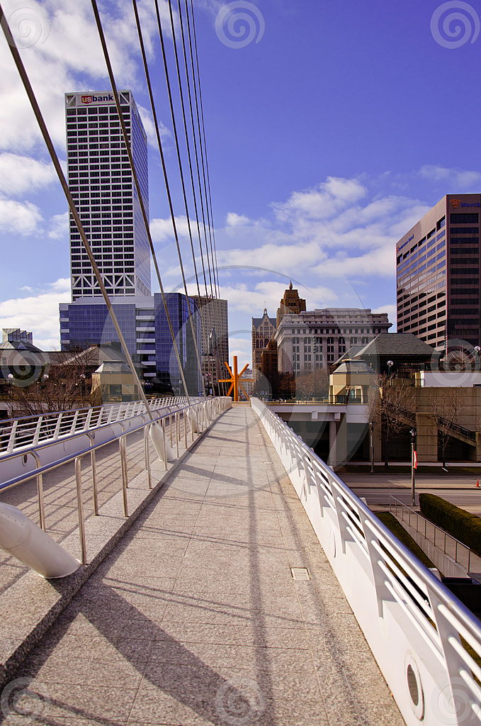 Stock Photo: Downtown Milwaukee From Calatrava